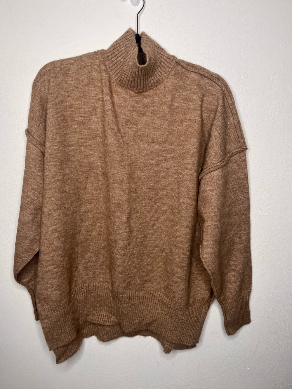 Commense Women's Turtleneck Sweater in Camel Brown